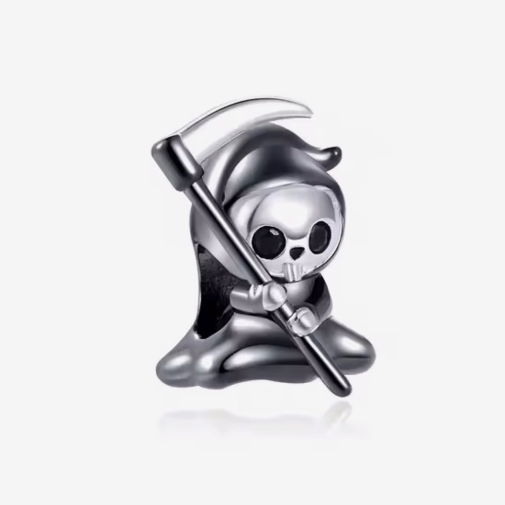 Bracelet Charm Grim Reaper with Scythe Sterling Silver - Picture 2 of 10